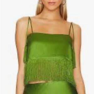 House of Harlow 1960 Vibrant Green Fringe Camisole